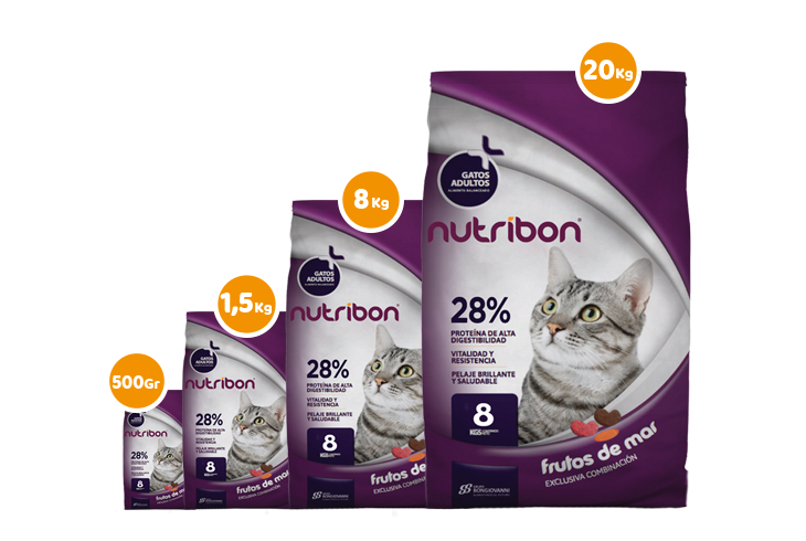presentaciones bolsa de alimento para gatos adultos nutribon plus
